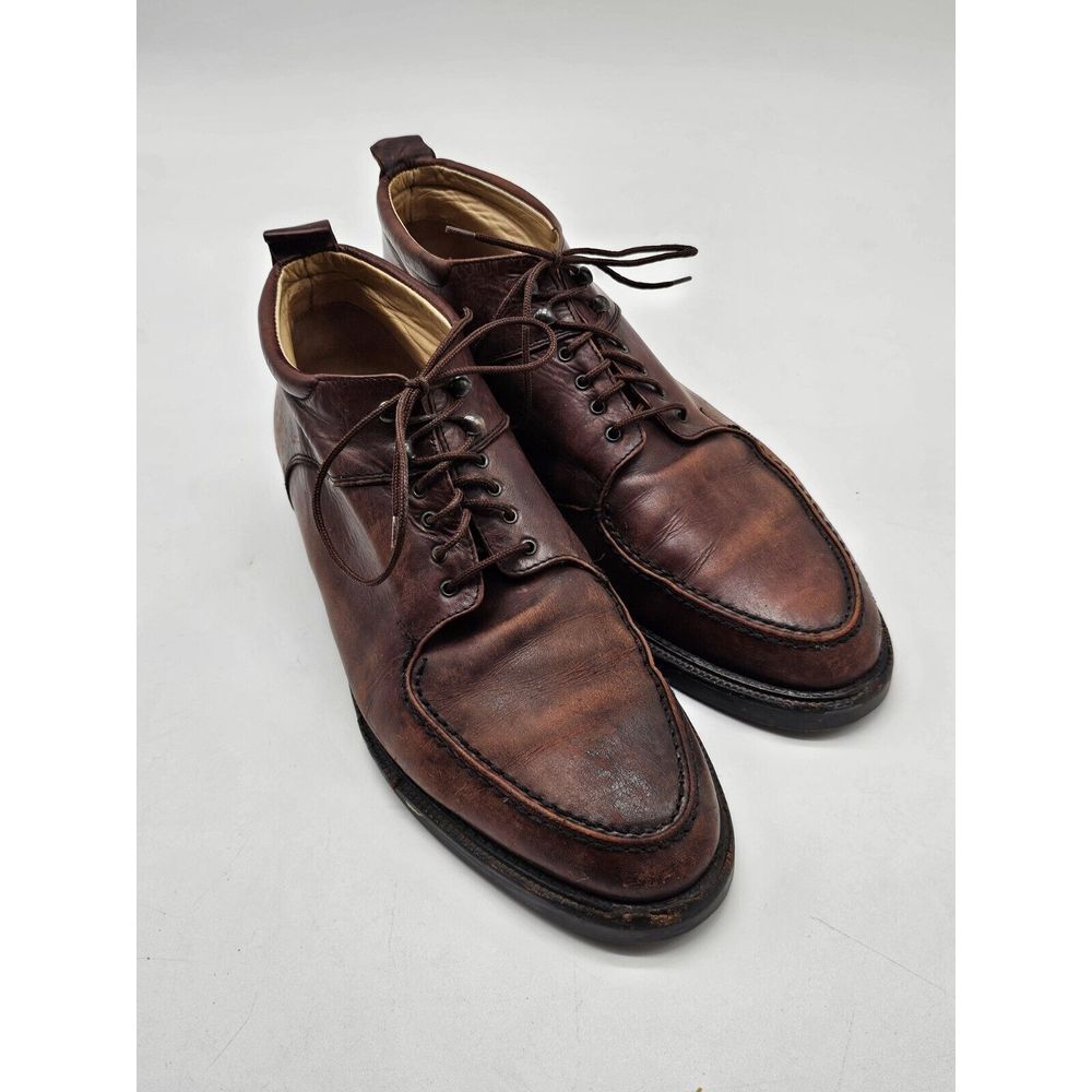 Vintage Kenneth Cole New York Made In Italy Brown Leather Ankle Boots 10 Lace Up